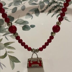 Red Beaded Necklace with Silver Accents